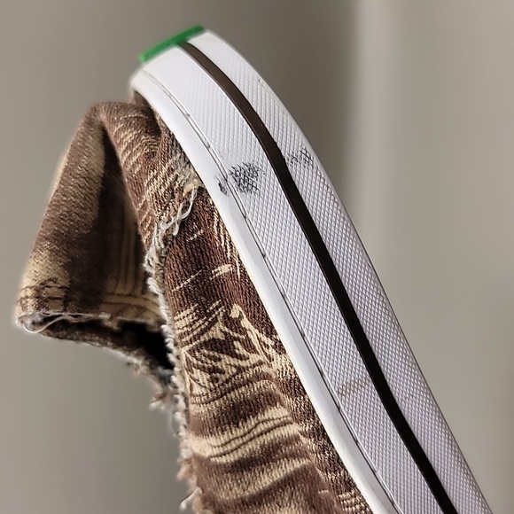 SANUK Sidewalk Surfers Shoes Men's Sz 9 Brown Frayed Palms Canvas Slip-On Beachy - Picture 10 of 10